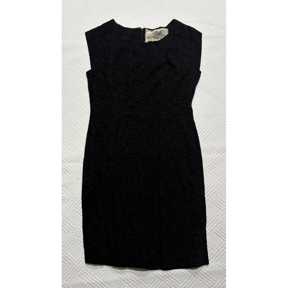 Emmelee Women's Black Cocktail Dress Size Large Textured Sleeveless Classic